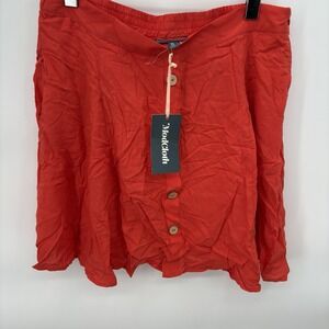 Modcloth Red‎ Hogh Waisted Skirt Woth Button Details Womans XL Y2K